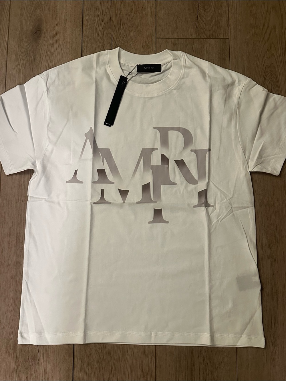 AMIRI White T-Shirt with Subtle Gray Logo Print